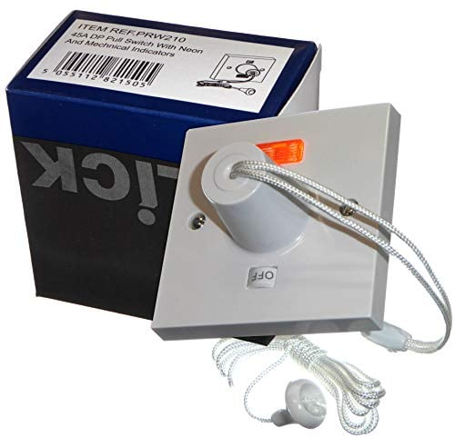 Click PRW210 45 Amp Shower Pull Cord Switch with Neon and ON Off Indicator 45A