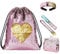 Wodasi Turnbeutel Rucksack mit Pailletten, Meerjungfrau Tasche Einseitig, Kordelzug Rucksack Rosa, Pailettenbeutel, Sportbeutel mit Slap Armbänder und Stirnband für Mädchen, Kinder