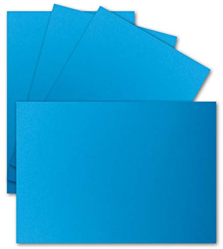 50x Einzelkarten Din A7-10,5 x 7,3 cm - 240 g/m² - Azurblau (Blau) - Blanko Mini-Karten ideal für Geschenkanhänger, Namenskarten & Visitenkarten
