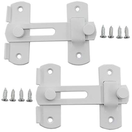 Lot de 2 loquets à rabat en acier inoxydable pour porte de grange - Loquet de porte coulissante - Verrou de sécurité pour porte d'animal domestique - Blanc