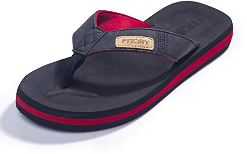 FITORY Herren Flip Flops Surfen Zehentrenner Sports Sandalen Beach/Pool Pantoffeln Rot/Schwarz Gr.46
