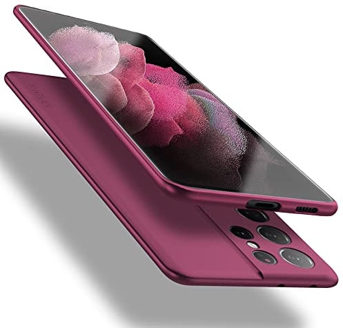 X-level Guardian Series - Custodia ultra sottile antiurto per Samsung Galaxy S21 Ultra 5G, in morbido e flessibile poliuretano termoplastico, custodia protettiva in finitura opaca, colore rosso vino