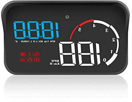 Auto HUD Display, Riloer Car Head Up Display Projektor Digitaler Tachometer mit 5,5 Zoll Blau HD Bildschirm Gelb
