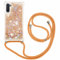 FMPCUON Coque Samsung Galaxy Note 10 Glitter Liquide Collier pour Téléphone Portable avec Cordon - Lanyard Paillettes Flowing Sand Silicone Gel TPU Housse avec Smartphone Collier Étui, Or