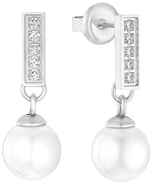 s.Oliver Ohrhänger Edelstahl Damen Ohrschmuck, mit Zirkonia synth., 0,8 cm, Silber, Kommt in Schmuck Geschenk Box, 2031473