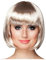 WOOOOZY NEU Perücke Damen Foxy Bob, Pagenkopf mit Pony, Cabaret, Platin - mit Haarnetz