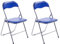 CLP 2er Set Klappstuhl Felix Gepolstert I Küchenstuhl Mit Metallgestell I Kunstleder PVC Sitz Gepolstert I Stühle Klappbar I Campingstühle, Farbe:blau/Silber