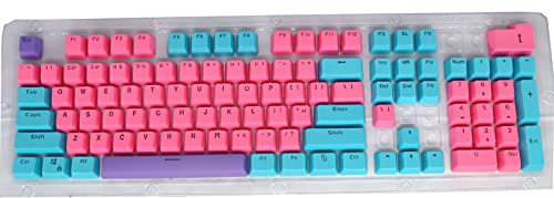 104Pcs Keycaps Normalized Wear-resistant PBT Universal Keys Cap Set for Cross-axis Mechanical Keyboards,Keycaps Keyset for Mechanical Gaming Keyboard Switches- Pink purple blue