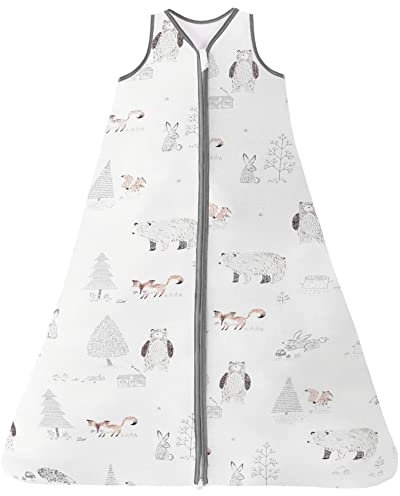 Chilsuessy Sommerschlafsack Baby Schlafsack Kleine Kinder Schlafanzug ohne Ärmel für Sommer und Frühling 100% Baumwolle, Grau Wald, Grau Wald, 90/Baby Höhe 90-105cm
