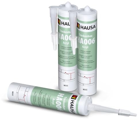 Hausa Maler-Acryl HA006 Universal elastische Acryl-Dichtstoff Weiß für Anwendungen im Innen- und Aussenbereich, überstreichbar, geruchlos, 3 x 310 ml Kartusche