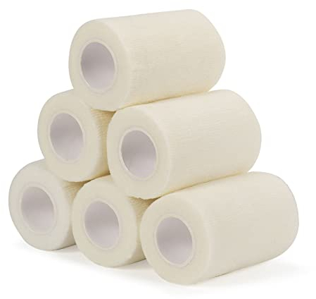 Sagafly Bandage Autoadhésif cohésifs Bandes 7,5 cm x 4,5 m, 6 Rouleaux Bandage Medical Elastique Bandage Animal Sports Bande pour les Premiers Soins, les Sports, les Chevaux, les Chiens (Blanc)