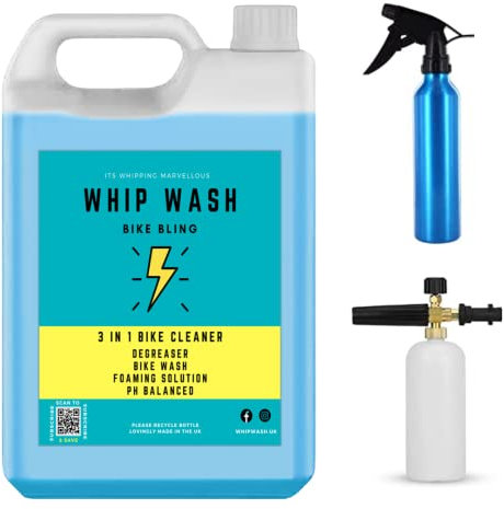 Whip Wash® Ultimate bike cleaner bundle concentrated snow foam cleaner + Snow foam lance + aluminum bottle for life degreaser chain