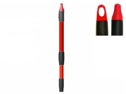 OISE ART STORE Trade Shop - Bastone Manico Telescopico Allungabile Rosso 162-300cm con Gancio Rotante Scopa