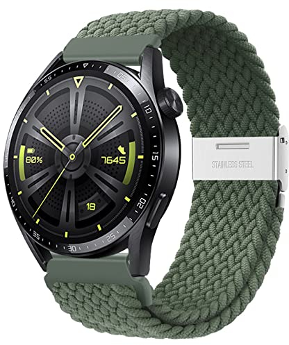 AidorMax Bracelet à Dégagement Rapide 22mm, Bracelet de Remplacement Elastique avec Boucle Réglable en Acier Inoxydable pour Montres Connectées et Montres Ordinaires (22mm, Vert Olive)