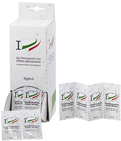 Aygen Gel Detergente Mani con Effetto Igienizzante – Mani Fresche e Morbide, con Olio Essenziale di Limoni di Sicilia, Asciugatura Rapida, Non Appiccica (100 Bustine box Family)