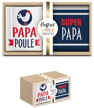 STC, coffret mug chaussettes Papa Poule