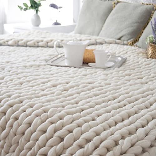 Bettüberwürfe, gestrickte Gewichtsdecke, grob gestrickte Decke, Garnfüllung – handgewebte geknotete Decken für Bett, Sofa, Stuhl, grobe Garndecke für Heimdekoration