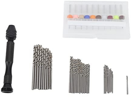 VBESTLIFE 57-teiliges Handbohrer-Set für RC-Car, Pin Vise Handbohrmaschine, 46 Stück Mikro-Spiralbohrer, 10 Stück PCB-Mini-Bohrer, 0,1–1 Mm