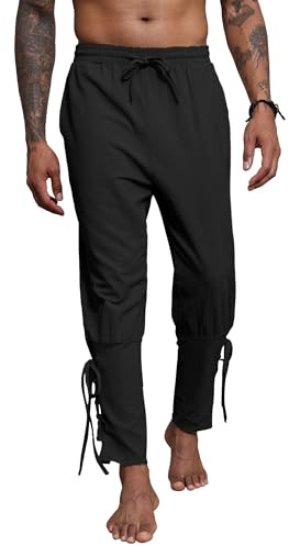 YAOBAOLE Leinenhose Herren Mittelalter Wikinger Renaissance Piratenhose