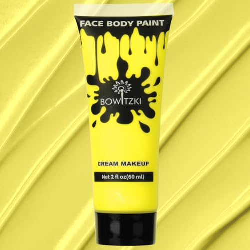 Bowitzki Face and Body Paint 2oz Cream Makeup 60ml Water Based Face Painting Special Effects For Adults Children Kids Halloween Christmas Party Stage Cosplay (Gelb)