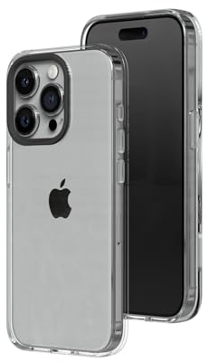 RhinoShield Crystal Clear Case kompatibel mit [iPhone 15 Pro] | Fortschrittliche Vergilbungsresistenz, Hohe Transparenz, Personalisierbare und Transparente Schutzhülle - Schwarz