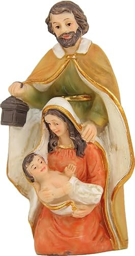 FADEDA Hlg. Familie, Krippenblock/Höhe:9 cm/handbemalt/detailgetreue Krippen Figuren - Weihnachten Tisch Dekoration Krippe Zubehör