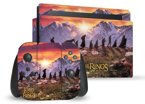 Head Case Designs Offizielle LOTR The Fellowship of The Ring Gruppe Grafik Kunst Vinyl Haut Gaming Aufkleber Abziehbild kompatibel mit Nintendo Switch Console & Dock & Joy-Con Controller Bundle