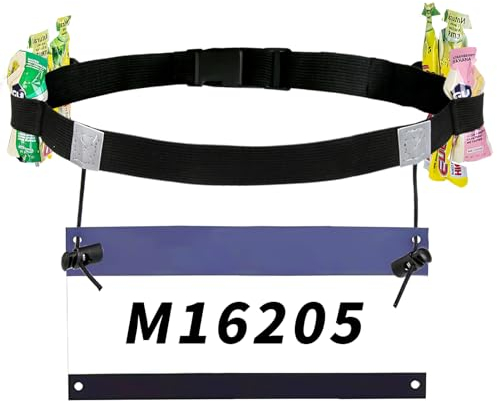 Triathlon Startnummernband mit Laufgürtel und Nummernhalter - Praktischer Laufgürtel für Sportwettkämpfe wie Triathlon, Marathon, Laufen und Radfahren