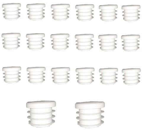 20 Pcs Round Plastic Plugs, White Tube Inner End Caps, 25mm Cover for Furniture Chair Desk Leg Tables Foot, Pipe