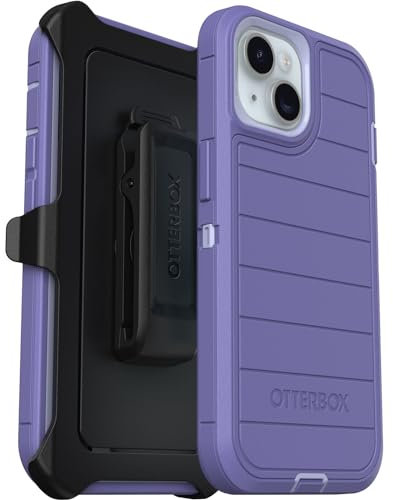 OtterBox iPhone 15, iPhone 14, and iPhone 13 Defender Series Pro Case - Mountain Majesty (Purple), screenless, Rugged & Durable, with Port Protection, Includes Holster Clip Kickstand