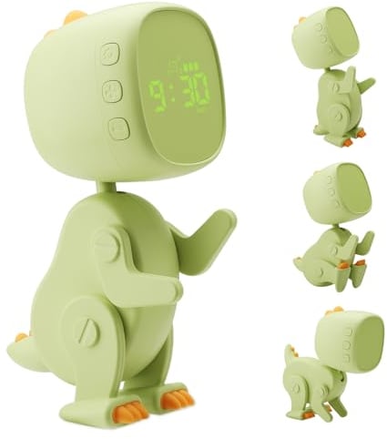 DAWRIS Réveil numérique pour Enfant - sans tic-tac - Réveil pour Enfant garçon - Alarme - avec Forme Variable - Snooze - Veilleuse - Minuterie - 6 musiques de réveil - Luminosité et Volume réglables