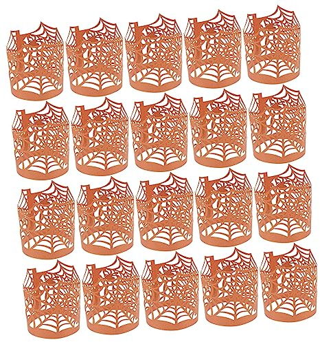 RORPOIR 50stücke Halloween Kerzenlampenschirme Aus Papier Spiderweb Design Für Partys Und Dekorationen Leicht Zusammenbaubar Gefertigt