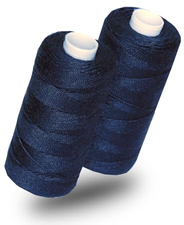 Lialina Dunkelblau Jeansgarn für Nähmaschine [2 x 150m] - OEKO-TEX - Nähte wie im Original - Jeans Nähgarn Set extra stark Nr. 36 - Jeansfaden für Nähmaschine