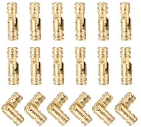 sourcing map 18Pcs Invisible Brass Barrel Hinge, 17x5mm Concealed Hinges, Folding Support Cylindrical Hidden Barrel Hinges for DIY Keepsake Box Cabinet Door Barrel Hinges