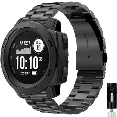 Cinturino per Garmin Instinct 2, Cinturino Metallico in Acciaio Inossidabile Regolabile, Cinturino in Stile Business Compatibile con Garmin Instinct/Instinct 2/ Instinct Tide/Instinct Tactical