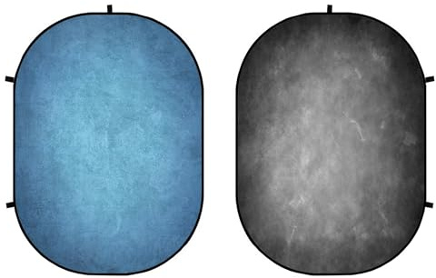 Kate backdrop 1.5x2m Blue/Gray Collapsible Pop Up Self-Tape Foldable Backdrop for Online Meeting Portrait Photography Studio Photo Props, 5x7ft