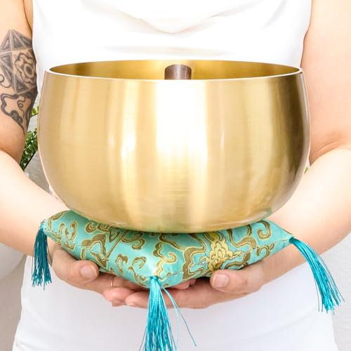 Tibetische Glockenschüssel-Set, Golden Master Bell Metallqualität, 8 Zoll Pure Tone Sound Bowl - Tippen Sie für lange Töne & hohe Vibrationen, kein Singen nötig, Meditation Sound Chakra Yoga Heilung