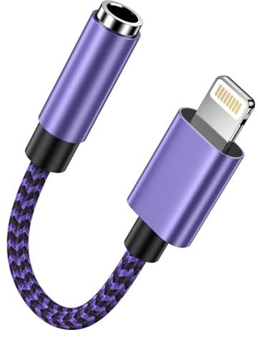 Haoano Lightning auf 3,5 mm Kopfhöreranschluss Adapter, iPhone Kopfhörer Stecker Adapter, Aux zu Lightning Kompatibel für iPhone 14/12/11/XS/XR/X/8, iPad Pro/Mini, Headset