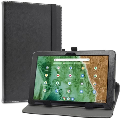 LiuShan pour Acer Chromebook Enterprise Tab 510 D652N,Slim PU Cuir Etui et Pliable Stand Folio Coque Couverture pour Acer Chromebook Enterprise Tab 510 D652N D652NL 10.1 Pouces, Noir