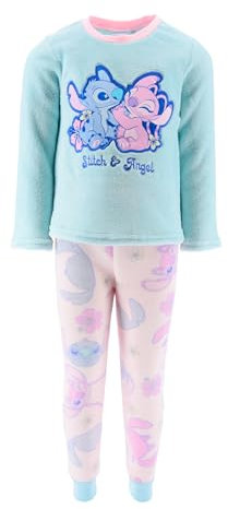 Disney Lilo e Stitch Pigiami per Bambina, T-Shirt e Pantaloni Lunghi in Velluto per Ragazze, Pigiama in Morbido Tessuto Pile Stitch e Angel, Taglia 4 Anni | Turchese