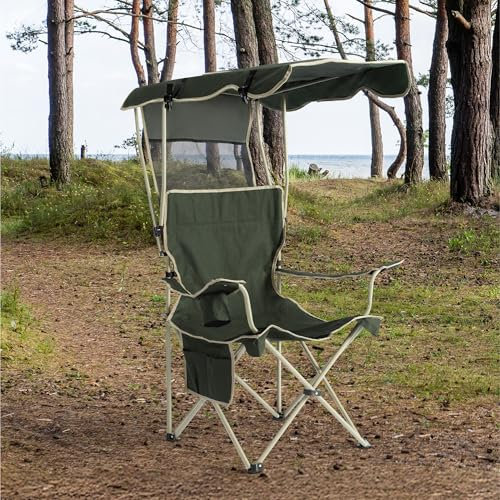 Navaris Silla de Playa con Sombrilla - Silla Plegable con Sombrilla - Silla Playa con Sombrilla de Protección Solar y Portavasos - Silla Camping Playa Picnics Caravana Festival