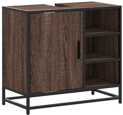 vidaXL Waschbeckenunterschrank Braun Eichen-Optik 65x33x60 cm, Waschbeckenschrank, Waschtischunterschrank, Waschtisch Unterschrank, Waschtisch