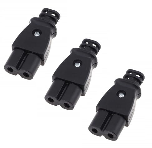 Leloco 3 Stück C8/C7 Stecker IEC Einlass Modul – Netzkabel 2 Polig mit Eurostecker – Gerätestecker Steckdose AC 250V 2,5A – Gerade Stecker 2 Polig für Sichere Stromversorgung