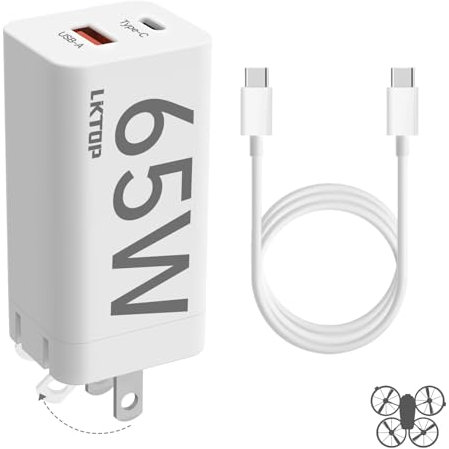 LKTOP 65W Portable Battery Charger for DJI/Specta Flip/Mini Series/Air 3/Air 3S/Mavic 3 Series/Avata 2/Mini 4K/Neo Drone, Charging Hub, Controller, Osmo Pocket/2/3, Action 3/4/5 Pro, Goggles 2