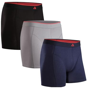 DANISH ENDURANCE 3er Pack Bambus Boxershorts Herren, Mit oder ohne Eingriff, MC (1x Schwarz, 1x Grau, 1x Marineblau), XL