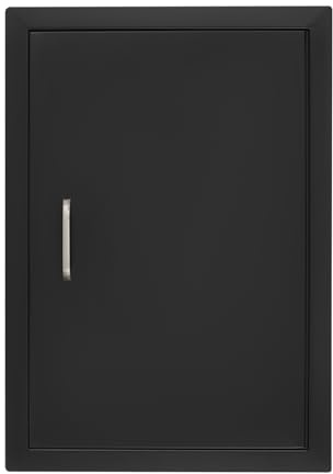 TENNIEX Außentür, 43,2 cm B x 61 cm H, bündig montierte vertikale Türen, schwarze Grill-Zugangstür mit Griff für Innen- und Außenküchen, Grillinseln, Aufbewahrungsschränke