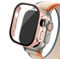 EZZON Boîtier en verre pour Apple Watch Ultra 2, 49mm, smar twatch PC, protecteur d'écran pare-chocs, couverture trempée, accessoires de bande série iwatch(Rose gold 27,Ultra 49mm)