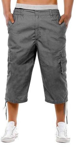 Pantaloni 3/4 Uomo Lino Estivi Taglie Forti Pantaloni Cropped Elastico In Vita Larghi Leggeri Pinocchietto Casual Tinta Unita Pantaloni 3/4 Palazzo Con Tasche E Coulisse Pantaloni Capri Running Mare