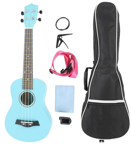 24 Pollici Kit Starter Ukulele con Tono del Sintonizzatore Digitale Modifica della Stringa di Nylon String String a 4 Corde Ukulele per Principianti