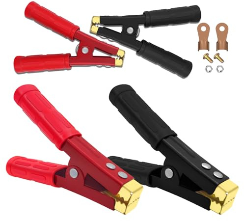 YINGAYOU Pinza Cavi Batteria 1000 A Pinze per Caricabatterie Auto 16cm Rame Puro, con Maniglia in Gomma Guaina Isolante per Batterie Auto Cavi di Avvio (2, 1000 A)